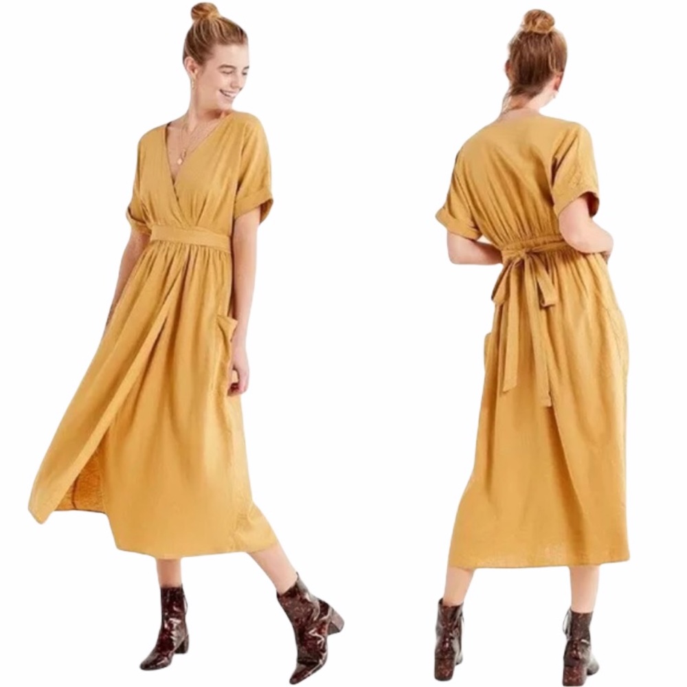 Urban Outfitters Gabrielle Linen Wrap Dress